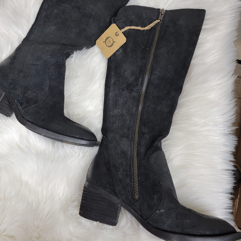NWT Born Felicia leather tall boots gray zip up size 6 - Picture 5 of 7